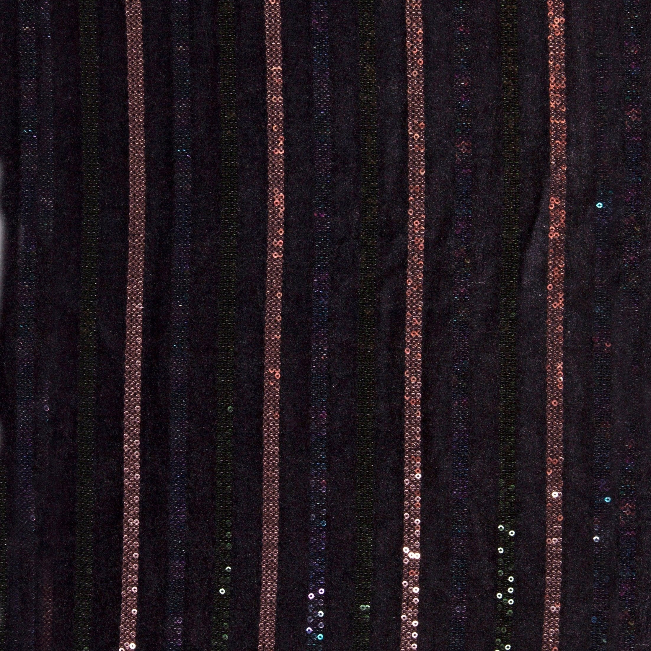 Mixed Sequined Striped Design Knitted Velvet Fabric | Burç Fabric