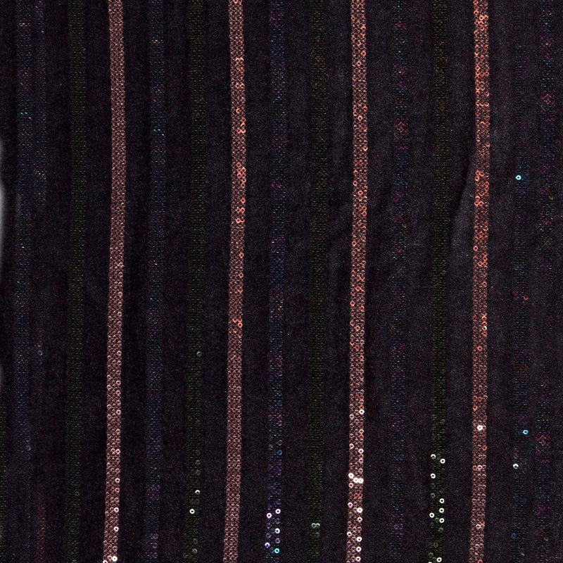 Mixed Sequined Striped Design Knitted Velvet Fabric | Burç Fabric