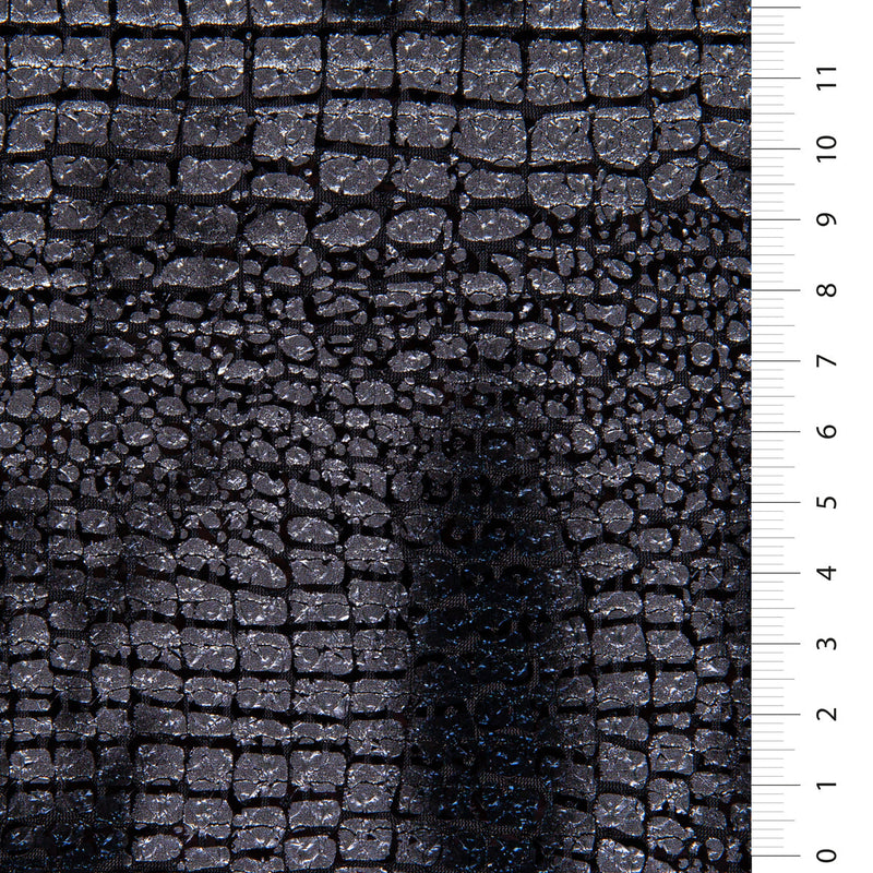 Crocodile Design Sequined Silver Foil Fabric