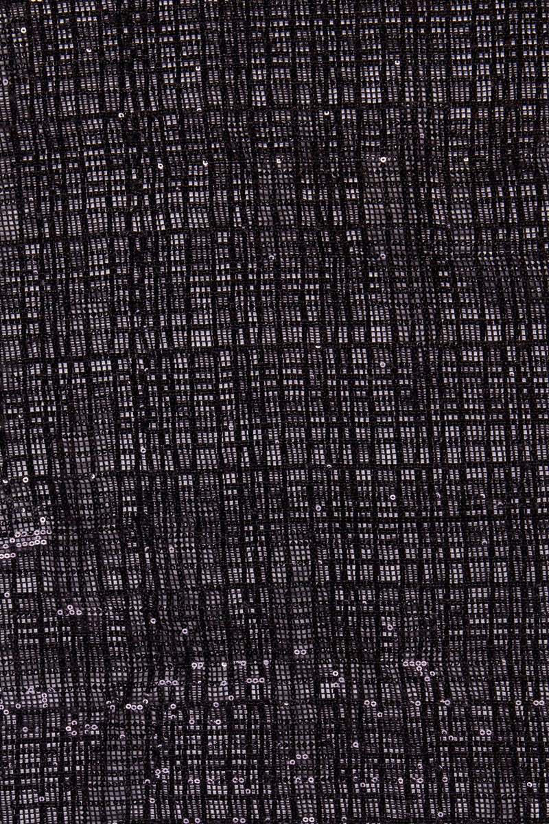 Black Sequin Square Design Embroidered Fabric | Burç Fabric
