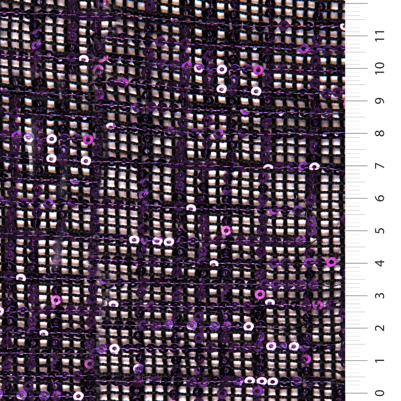 Purple Square Design Embroidered Sequin Fabric | Starsign Fabrics
