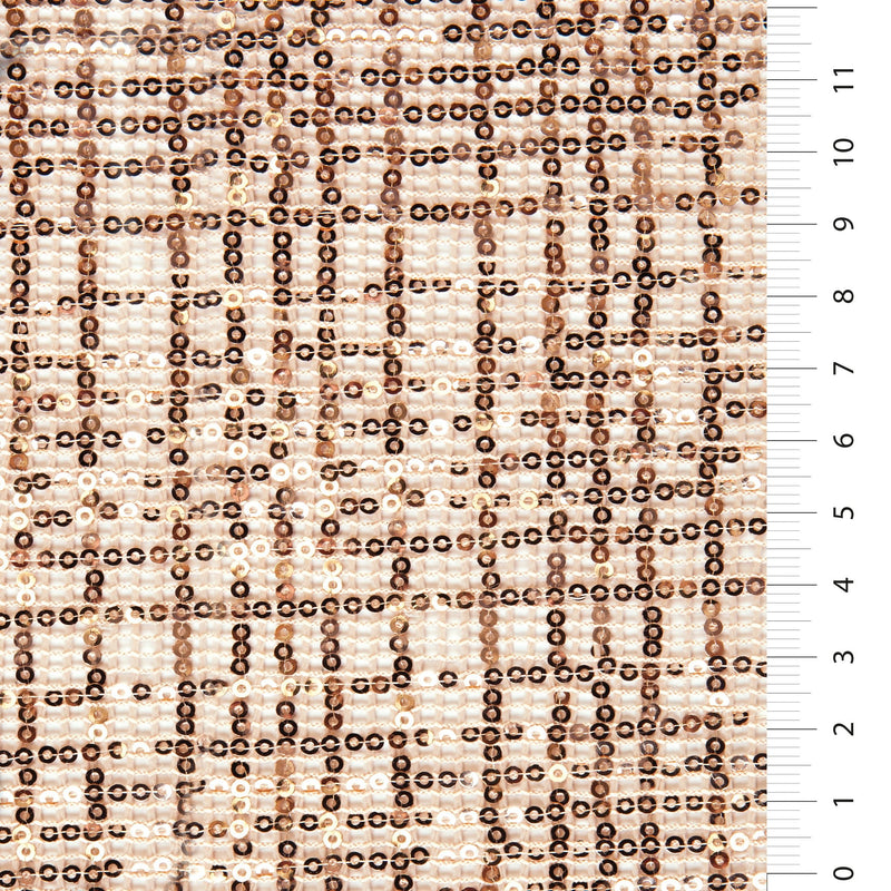 Salmon Square Design Embroidered Sequin Fabric | Starsign Fabrics