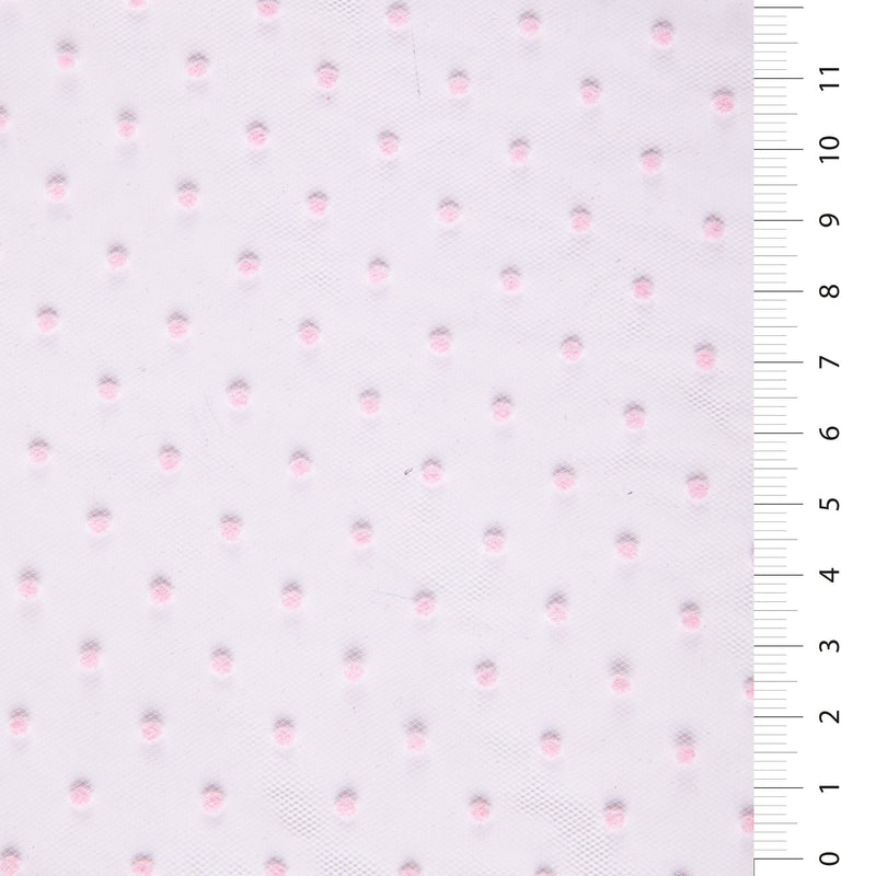 Pink Small Polka Dot Flocked Tulle Fabric | Burç Fabric