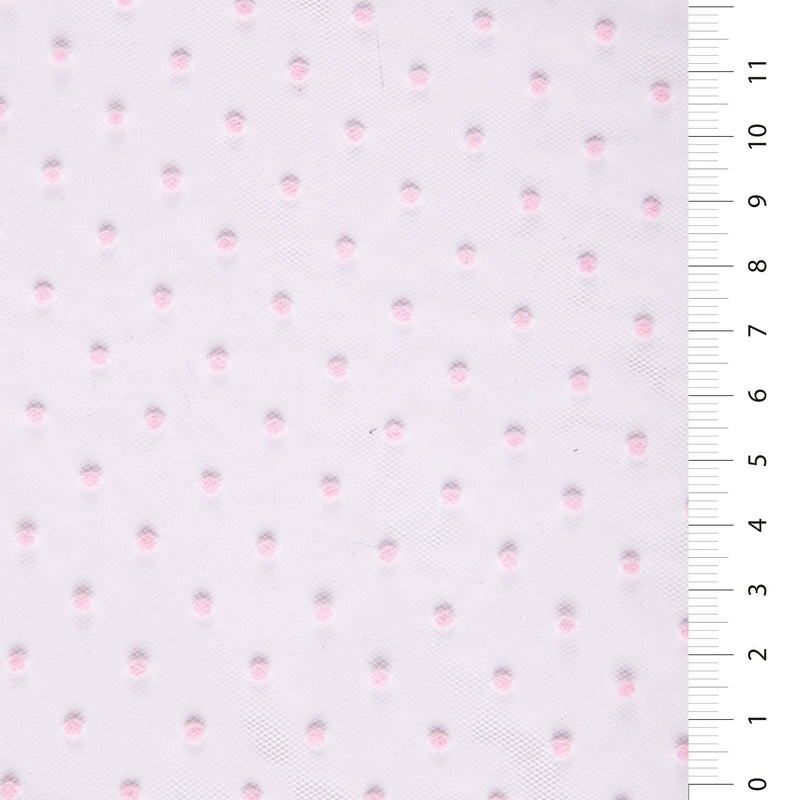 Pink Small Polka Dot Flock Tulle Fabric | Starsign Fabrics