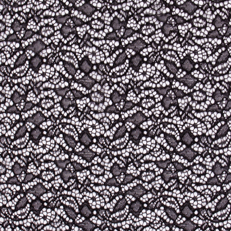 Black Daisy Bouquet Design Corded Lace Fabric | Burç Fabric