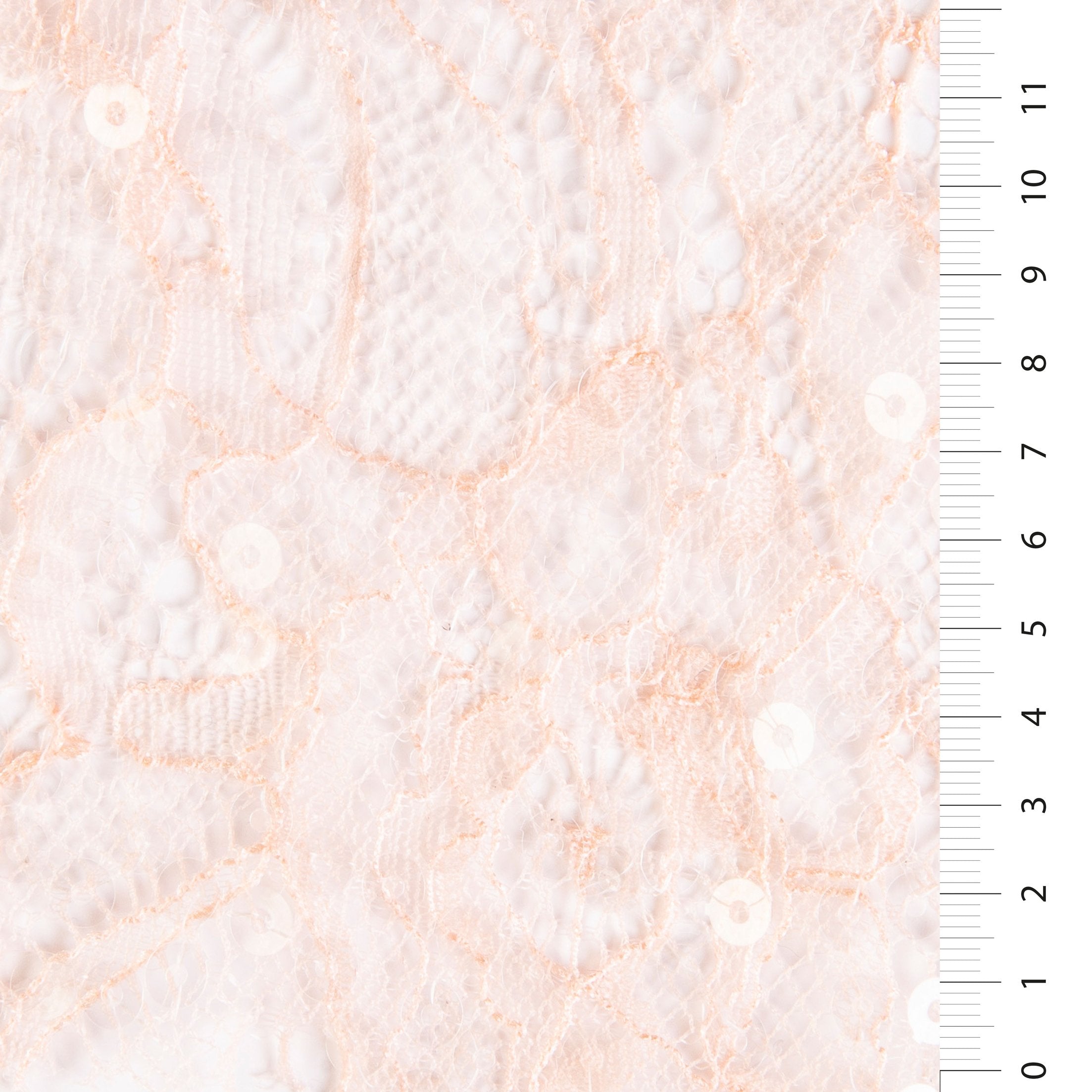 Lyon Style Soft Salmon Lace Fabric with Sequin Decoration | Burç Fabric