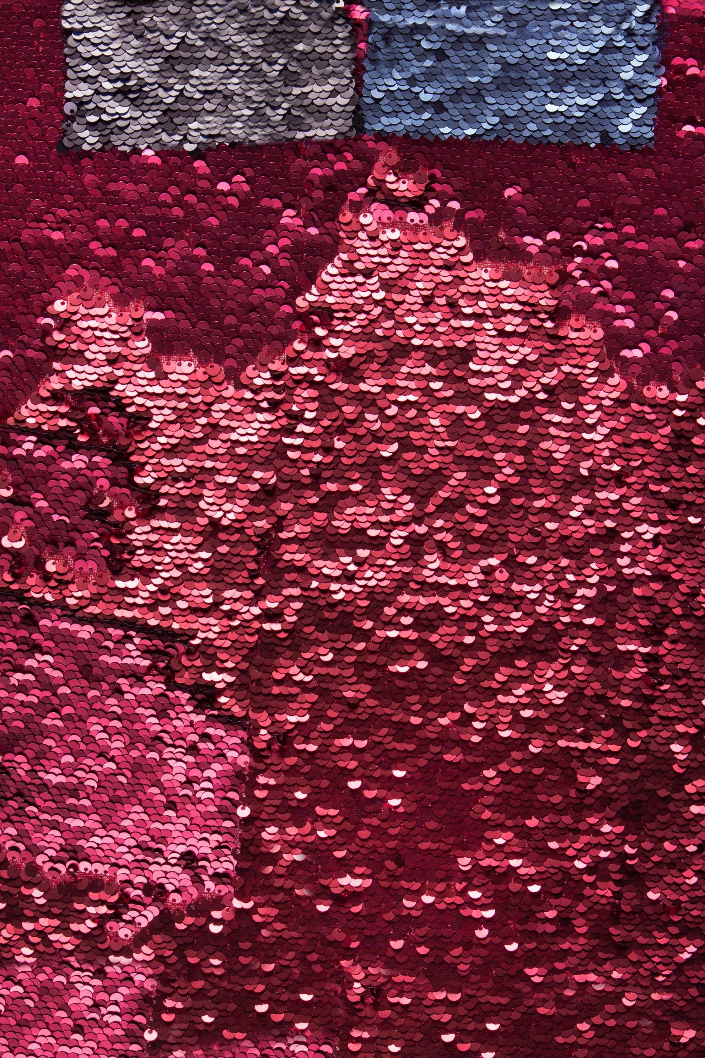 Burgundy Iridescent Mermaid Sequined Matte Fabric | Burç Fabric