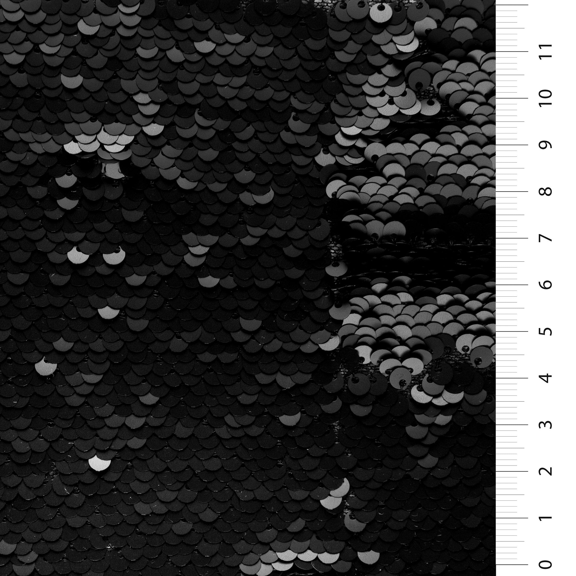 Black Iridescent Mermaid Sequined Matte Fabric | Burç Fabric
