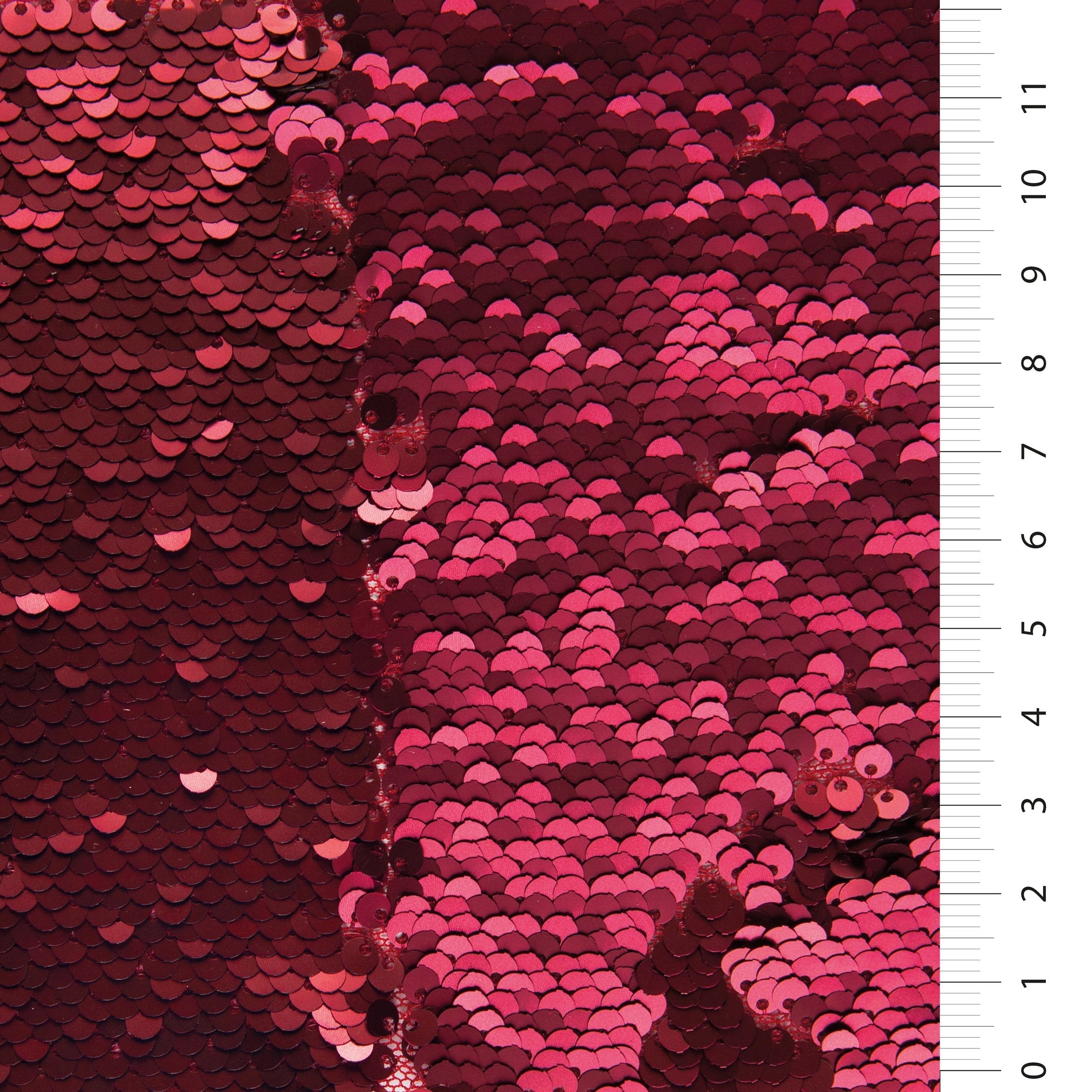 Burgundy Iridescent Mermaid Sequined Matte Fabric | Burç Fabric