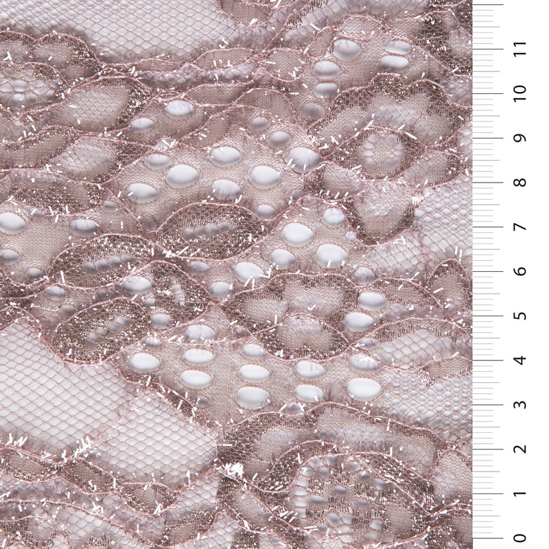 Mink Pointelle Metallic Yarn Corded Lace Fabric | Starsign Fabrics