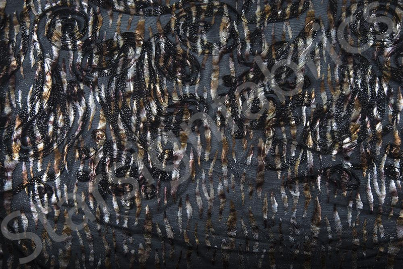 Animal Design Cordoned Leopard Foil Print Knitted Fabric