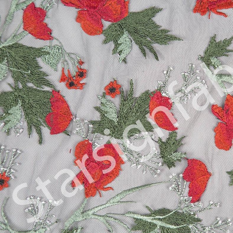 Embroidery Fabric Rose Posy Design Zurich Style