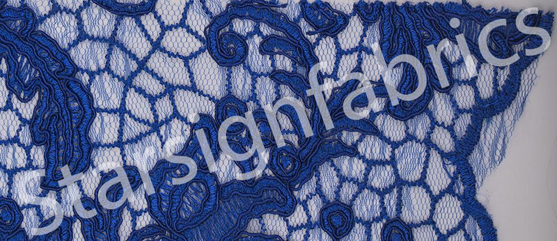 Floral Design Cord Thread Embroidered Fabric