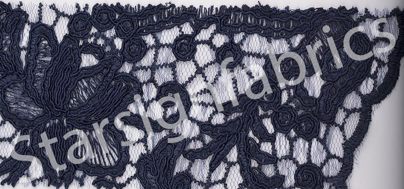 Floral Design Cord Thread Embroidered Fabric