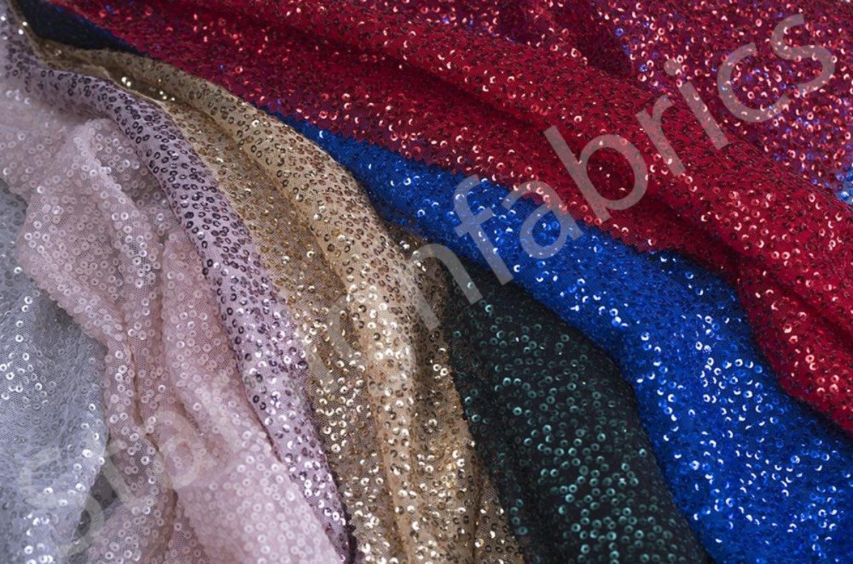 Shiny Lace Sequin Fabrics with Subtle Swirl Pattern | Burç Fabric