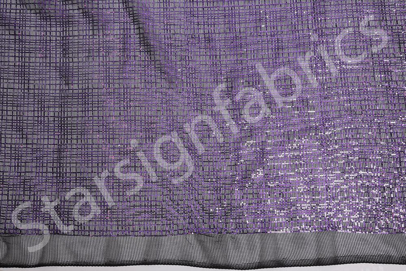 Purple Square Design Embroidered Sequin Fabric | Starsign Fabrics