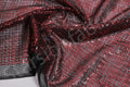 Red-Black Sequin Square Design Embroidered Fabric | Burç Fabric