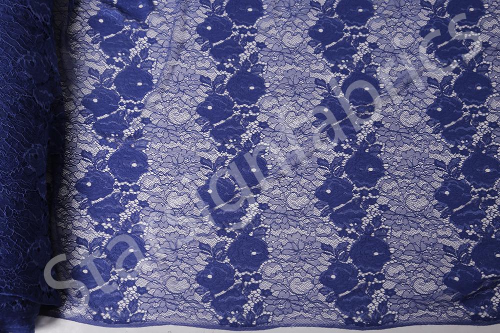 Navy Blue Spring Breeze Light and Soft Lace Fabric | Burç Fabric