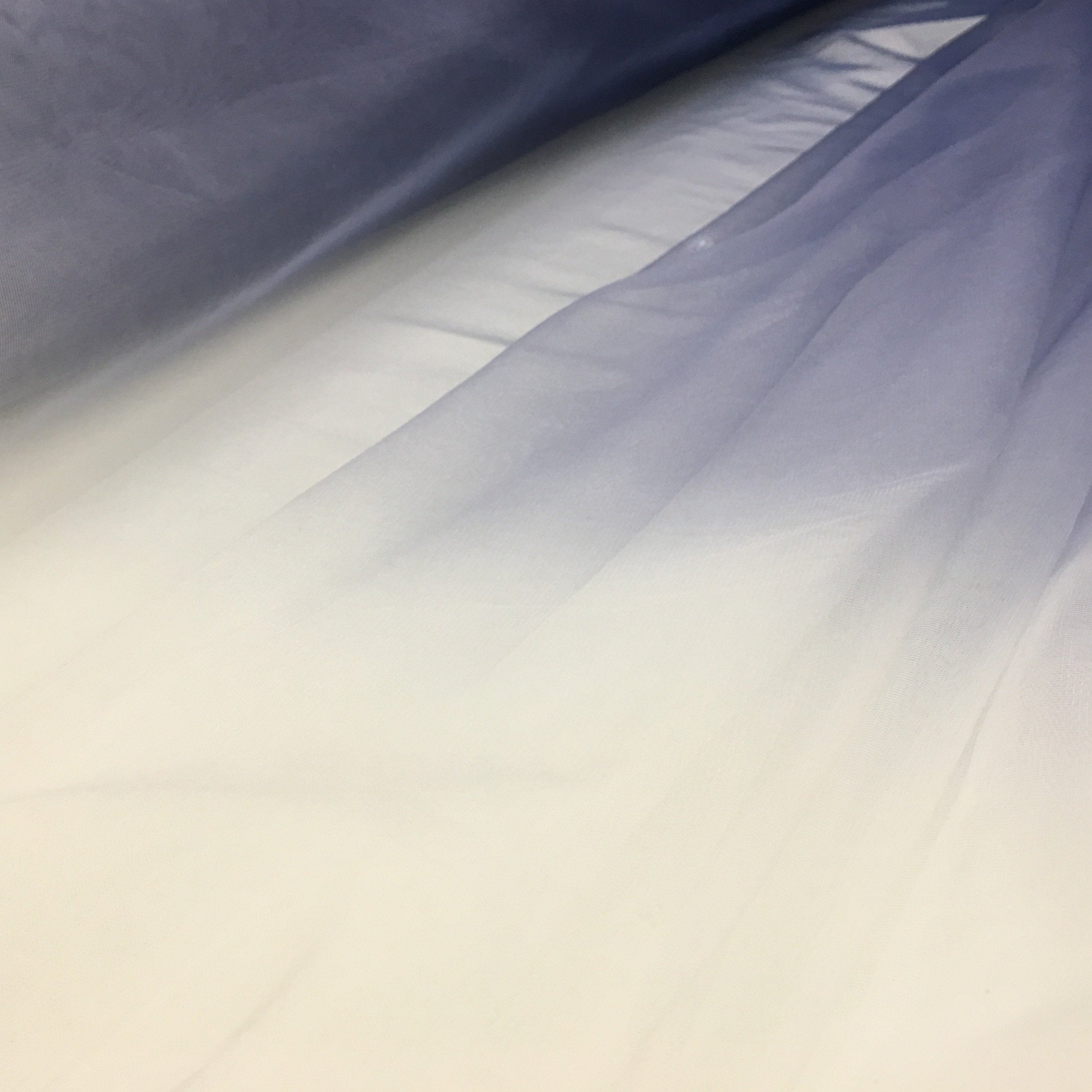 Navy Blue White Ombre Color Transition Micro Knit Tulle Fabric | Burç Fabric