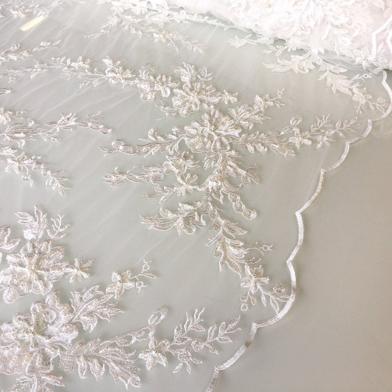 Handmade Beaded Yarn Embroidery Bridal Fabric | Starsign Fabrics