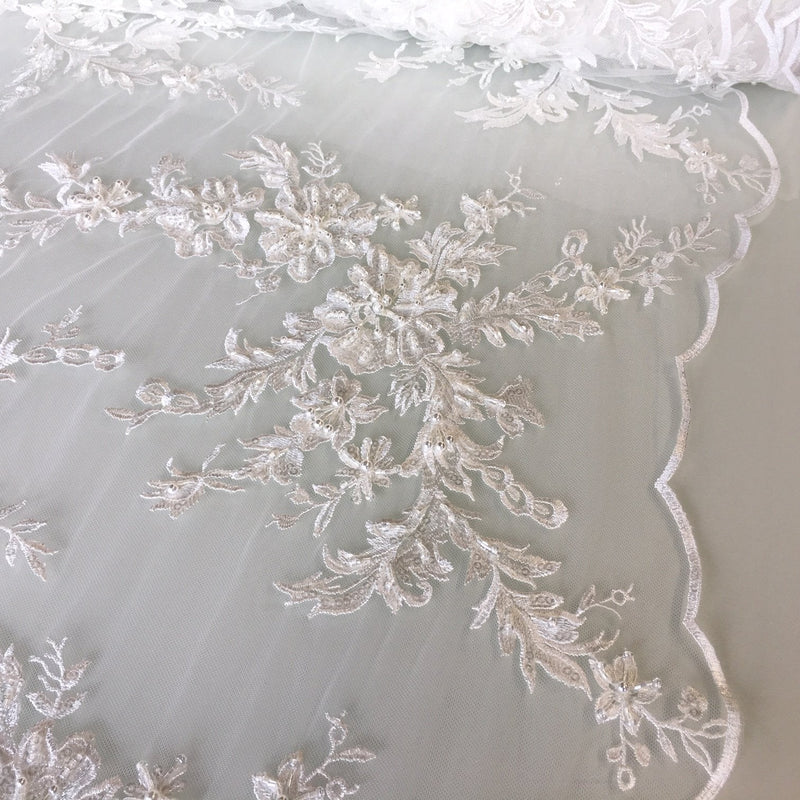 Handmade Beaded Yarn Embroidery Bridal Fabric | Starsign Fabrics