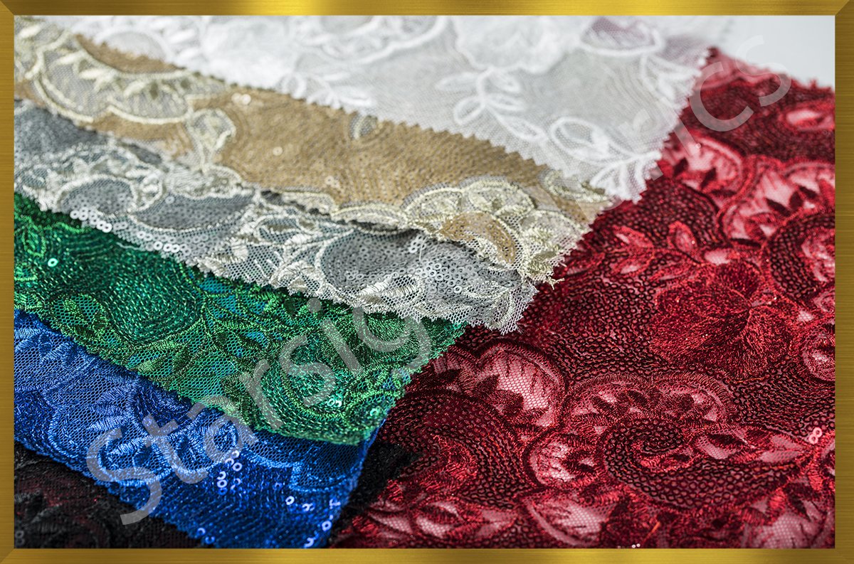 Bud Embroidered Sequined Fabric | Burç Fabric