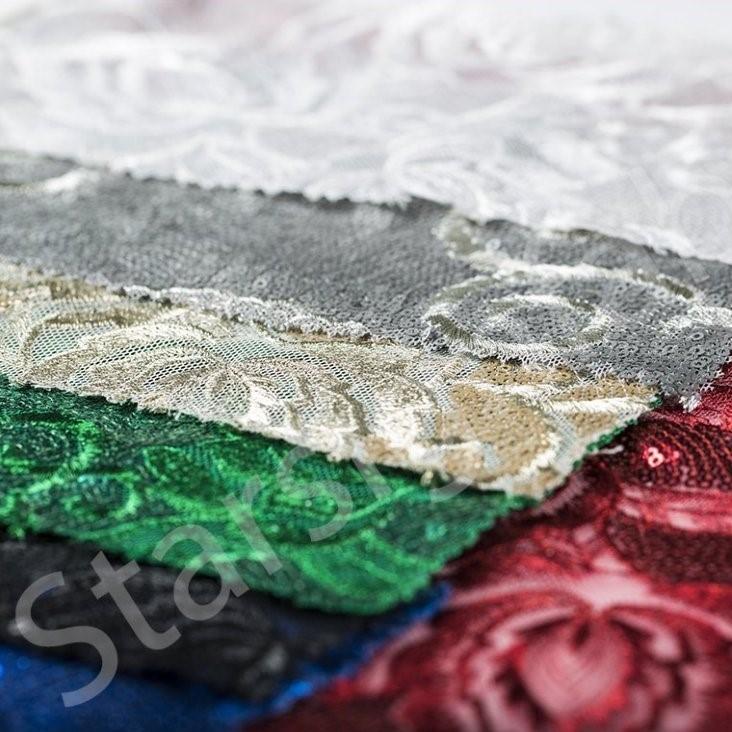 Transparent Embellished Sequin Embroidery Fabric | Starsign Fabrics