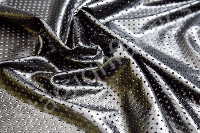 Faux Leather Laser Cut Check Fabric | Burç Fabric
