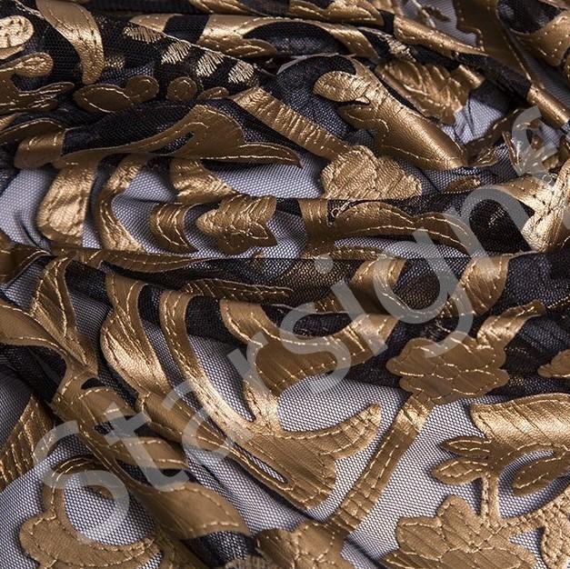 Gold Symmetrical Floral Laser Cut Faux Leather | Starsign Fabrics