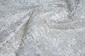 White Flower Patterned Foil Printed Guipure Fabric | Burç Fabric