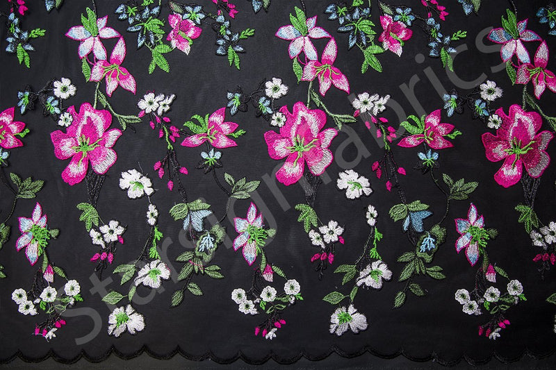Floral Embroidery Fabric Quality Greek Islands Style