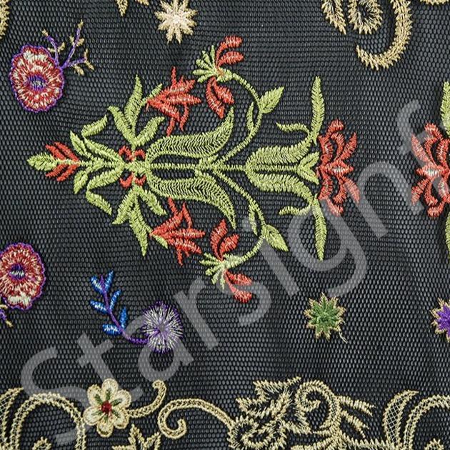 Sandwich Fishnet Colourful Yarn Embroidery Fabric | Starsign Fabrics