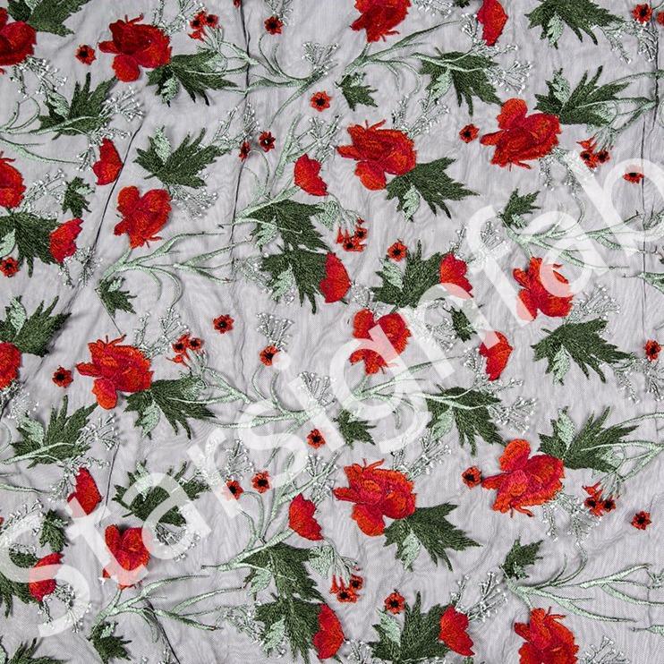 Embroidery Fabric Rose Posy Design Zurich Style