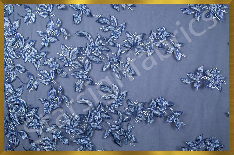 Embroidery Fabric Ocean Flower Design Miami Style