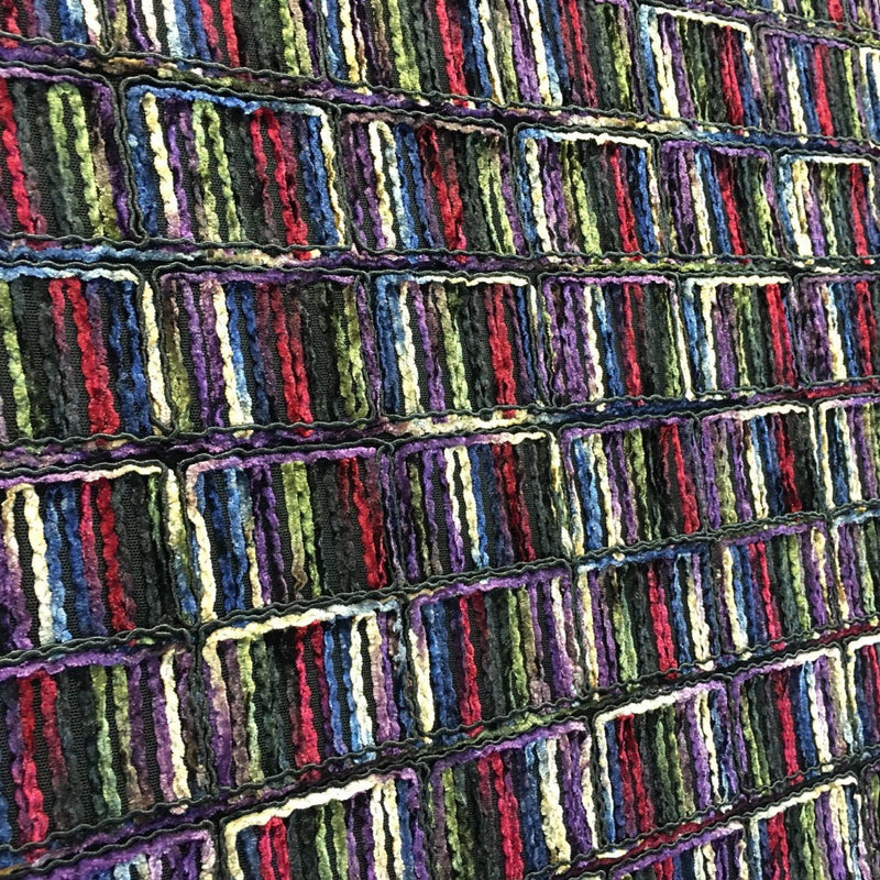 Colourful Short Stripe Chenille Yarn Guipure Fabric | Starsign Fabrics