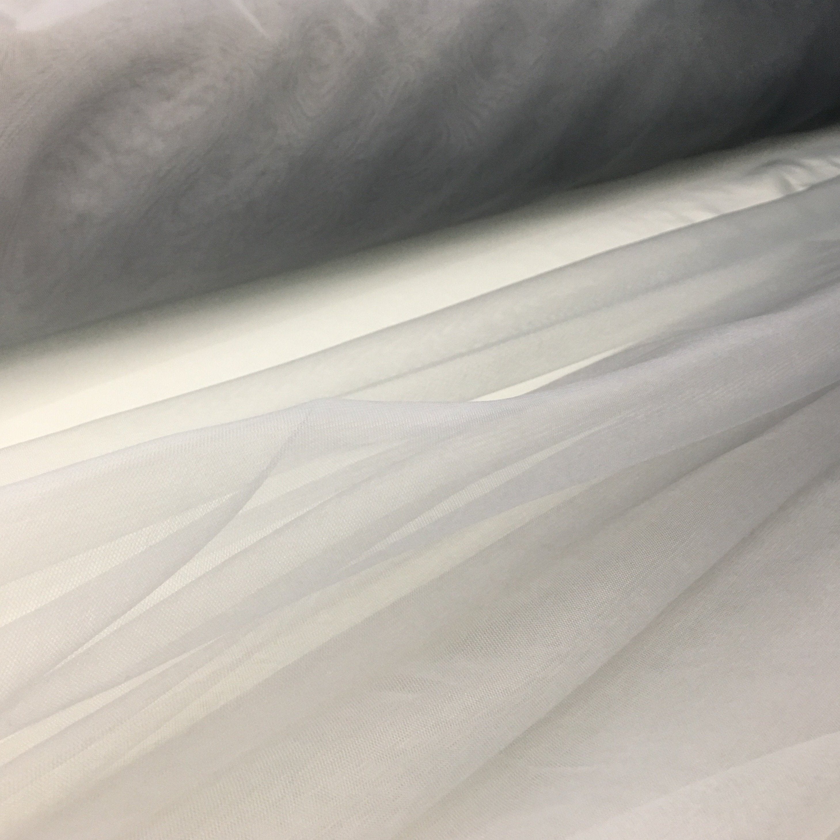 White Anthracite Ombre Color Transition Micro Knit Tulle Fabric | Burç Fabric