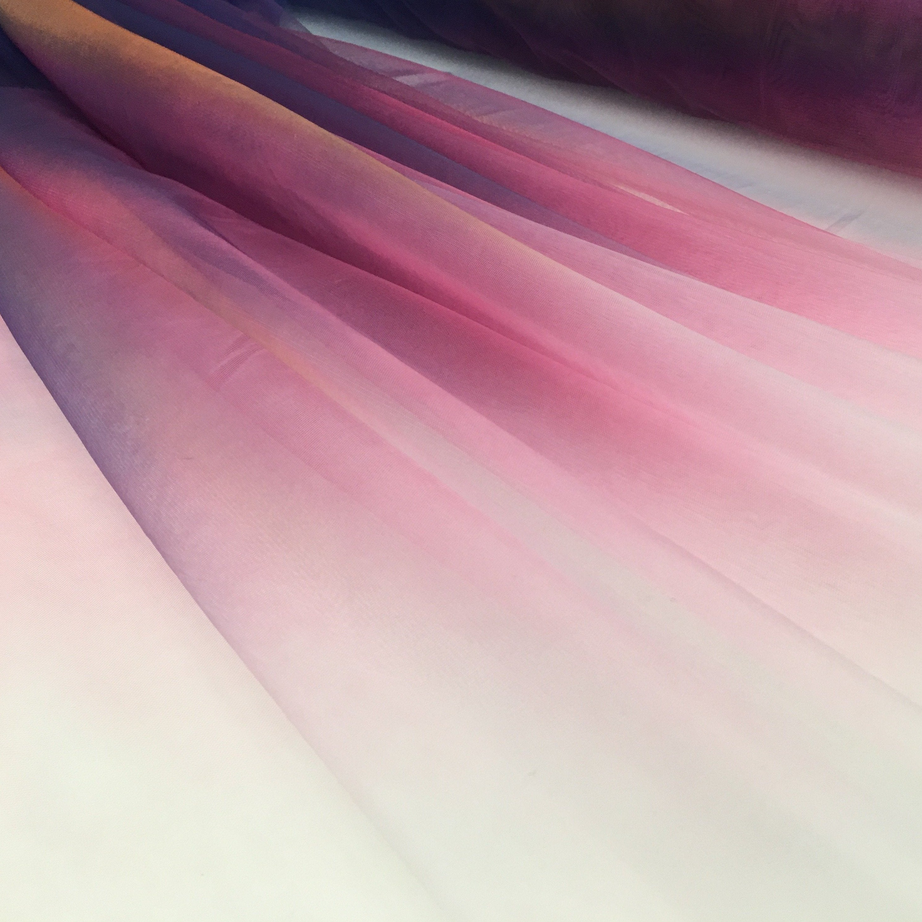 Soft Ombre Micro Knit Tulle Fabric with Rainbow Design | Burç Fabric