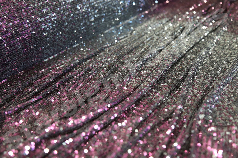 Purple Stretchy Sequin Embroidered Ombre Fabric | Burç Fabric