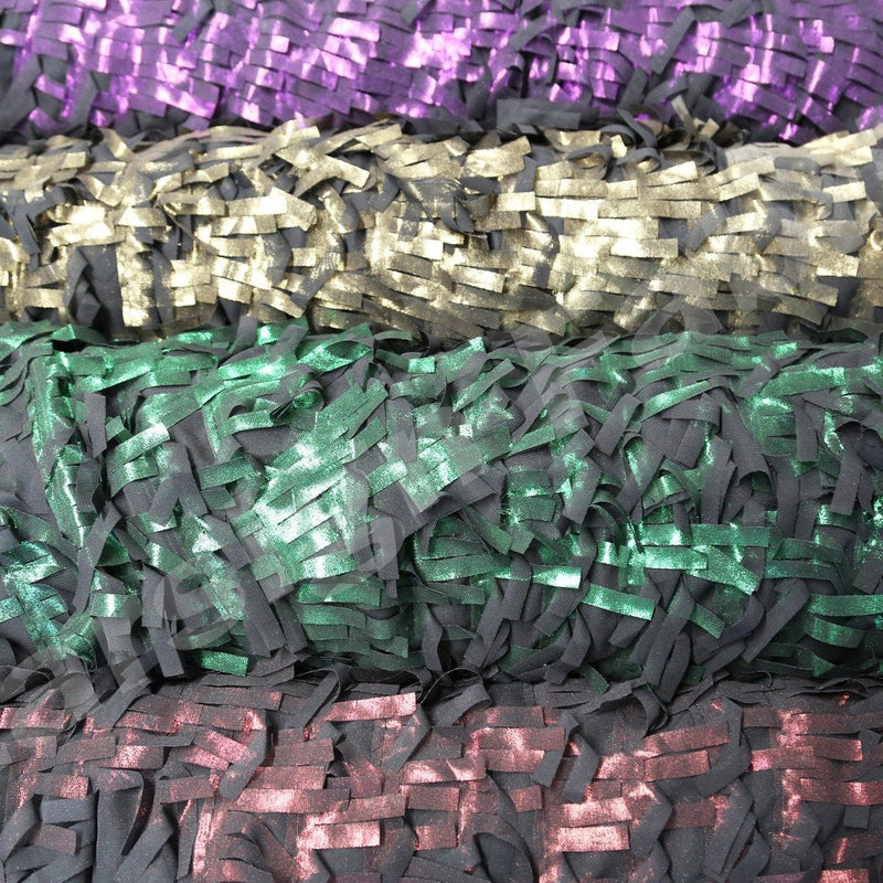 3D Fringed Hologram Trim Chiffon Embroidery Fabric | Burç Fabric