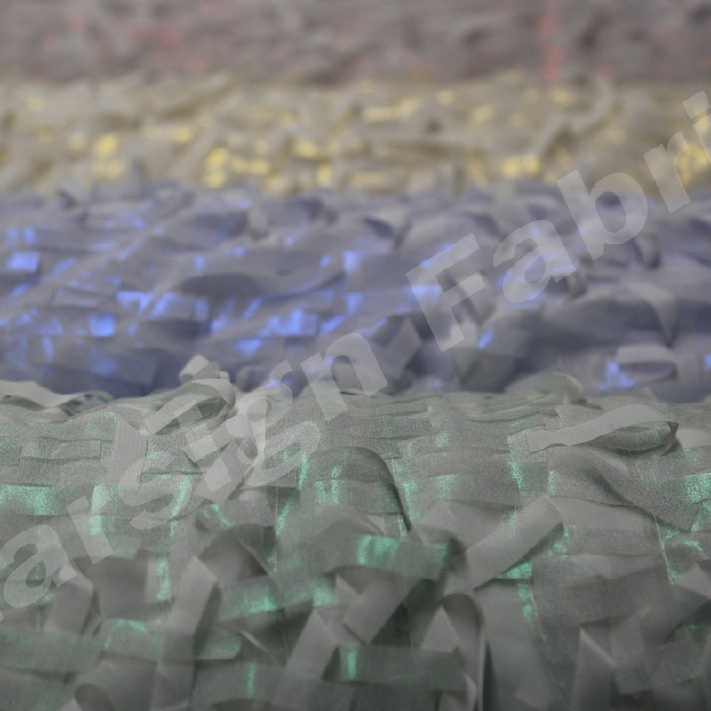3D Fringe Hologram Design Trim Chiffon Embroidery Fabric