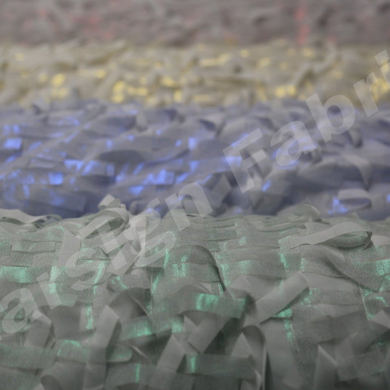 3D Fringed Hologram Design Trim Chiffon Embroidery Fabrics | Burç Fabric
