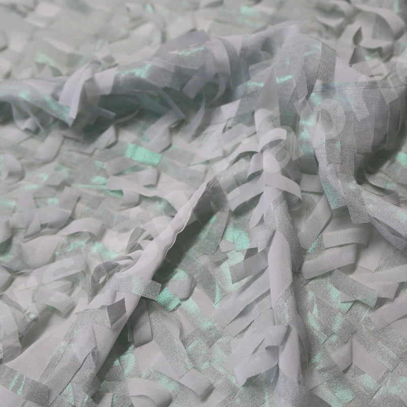 3D Fringed Hologram Design Trim Chiffon Embroidery Fabric | Burç Fabric