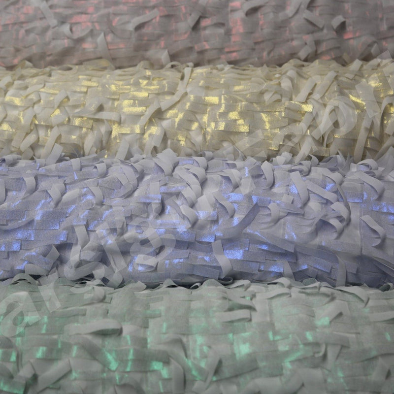 3D Fringed Hologram Design Trim Chiffon Embroidery Fabrics | Burç Fabric