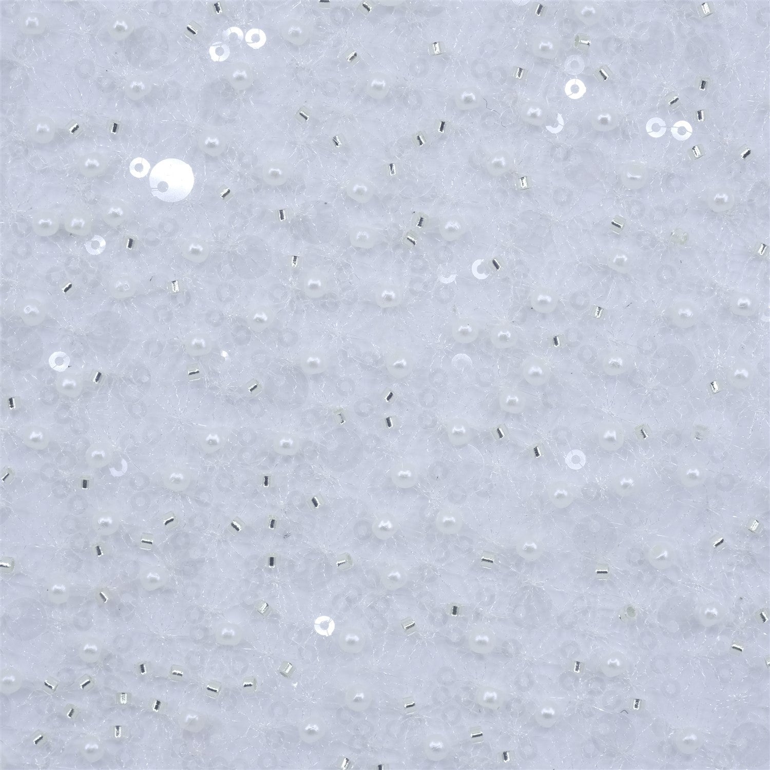 SPIDER NET TULLE FABRIC WITH SEQUINED PEARLS AND CUT BEADS