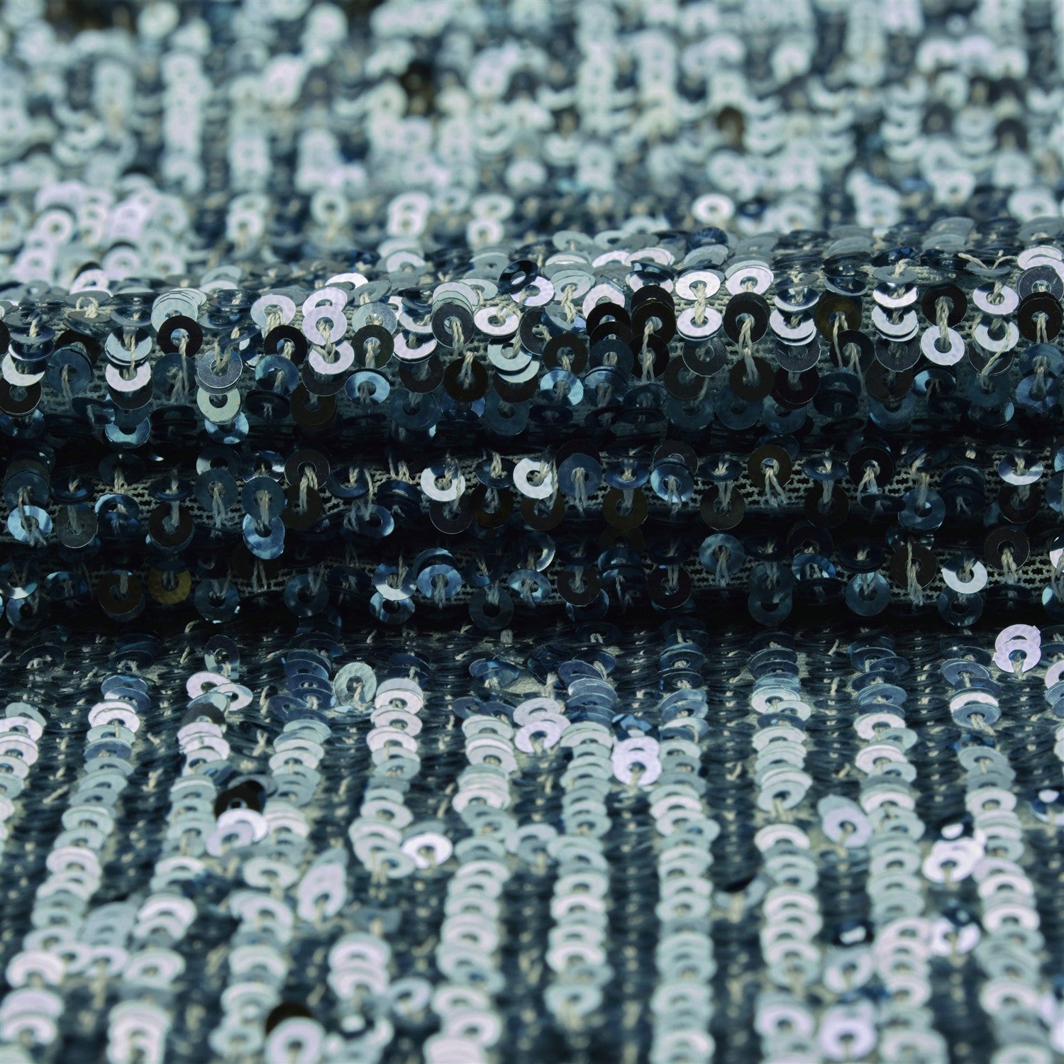 Bright Striped 4mm Double Sequin Embroidered Flexible Fabric