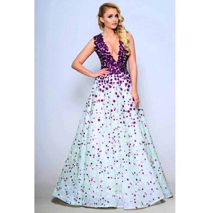 Flower Cluster Design Sequin Embroidery Dress | Starsign Fabrics