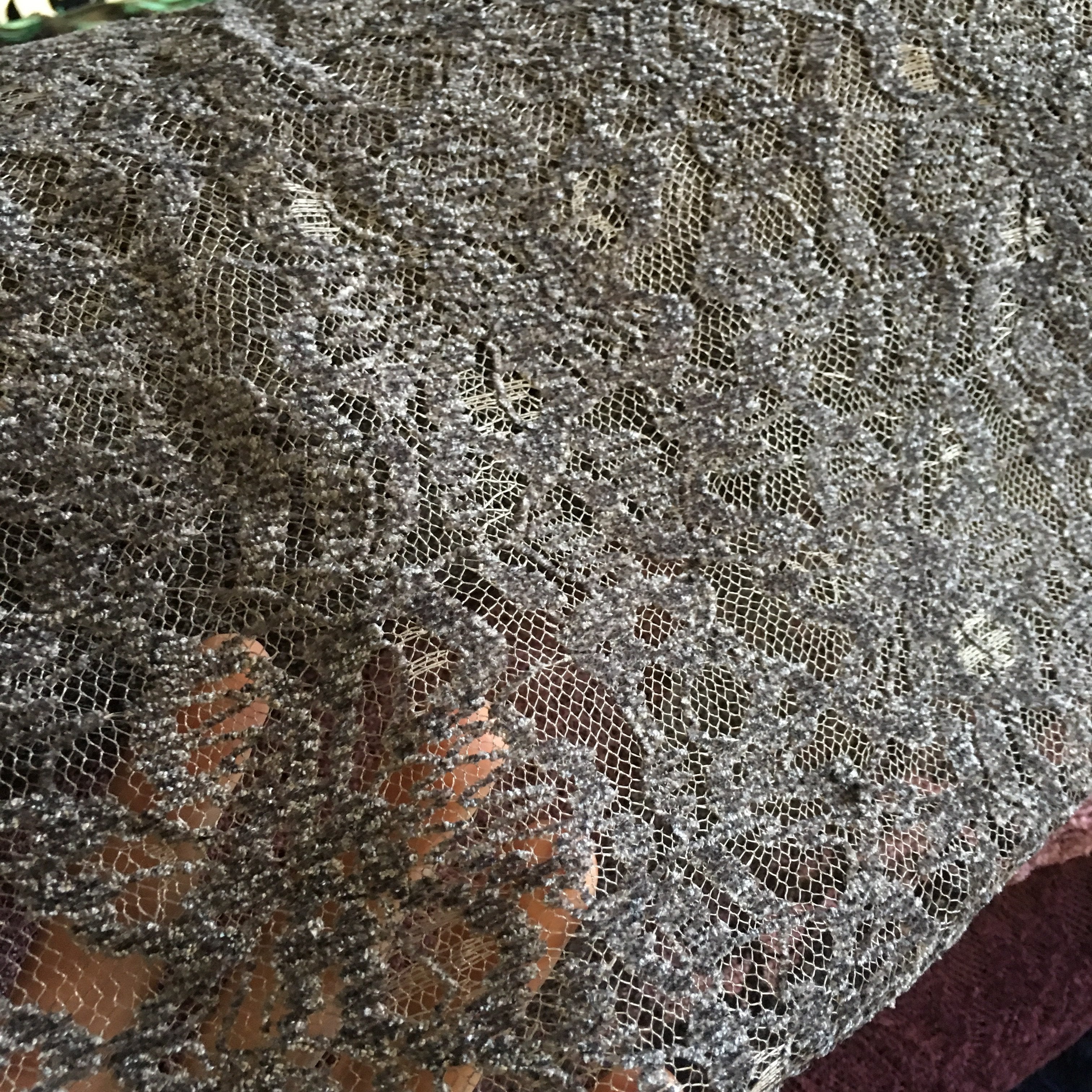 Anthracite Gray Soft Textured Chenille Lace Fabric | Burç Fabric